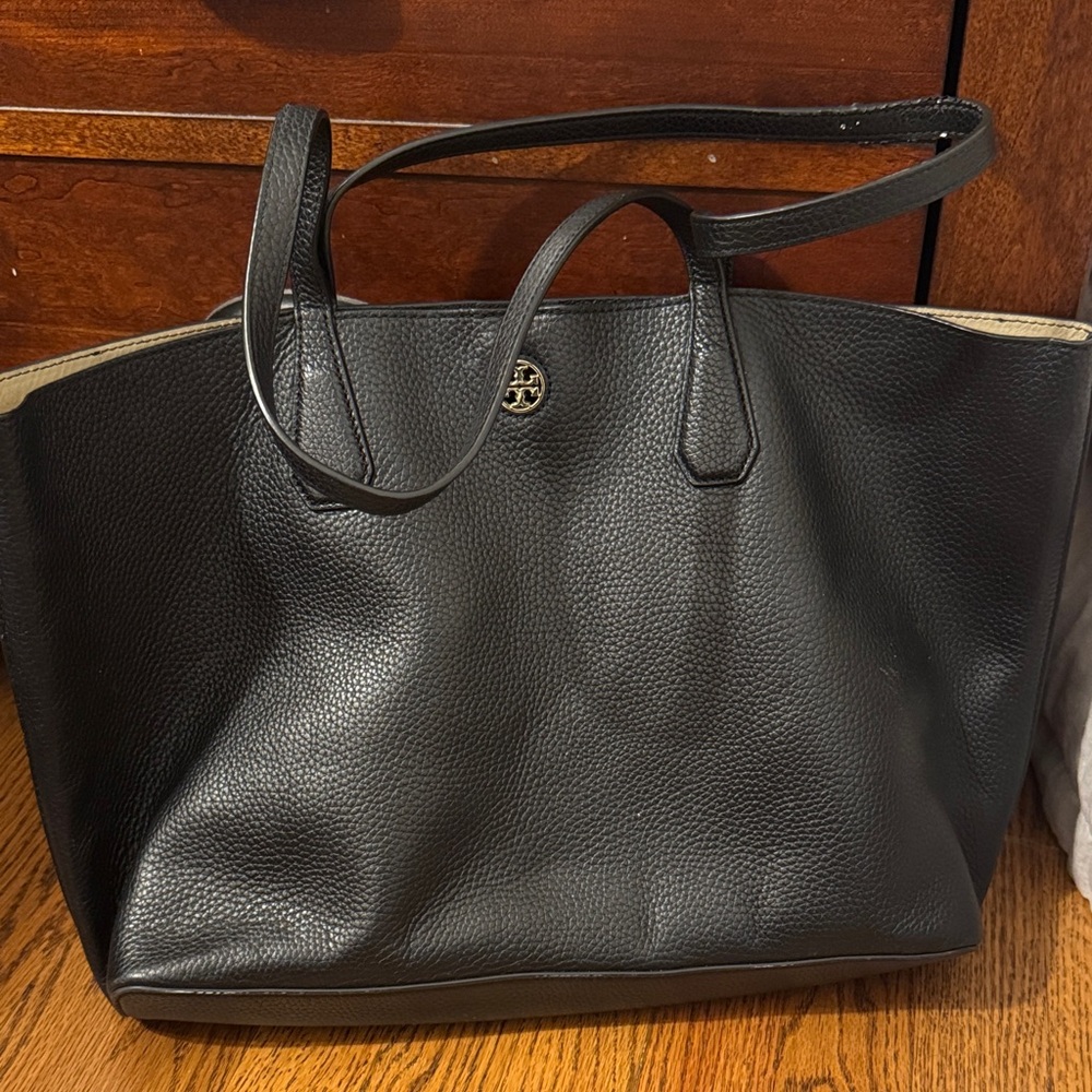 Tory Burch Black Pebbled Tote